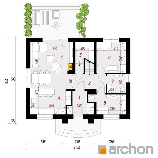 Проект будинку ARCHON+ Будинок в люцерні 5 План першого поверху