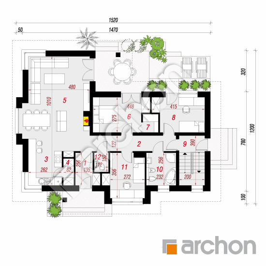 Проект будинку ARCHON+ Будинок в грушках (П) План першого поверху