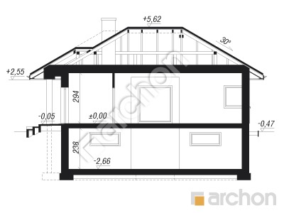 Проєкт будинку ARCHON+ Будинок в грушках (П) Розріз будинку