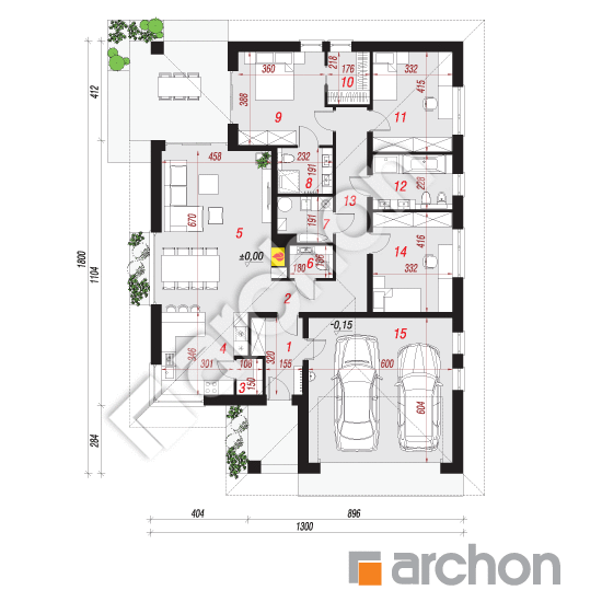Проект дома ARCHON+ Дом в джонаголдах 8 (Г2) План першого поверху