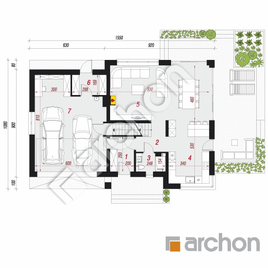 Проект дома ARCHON+ Дом в орлишках 2 (Г2П) План першого поверху