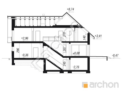 Проєкт будинку ARCHON+ Будинок в орлішках 2 (Г2П) Розріз будинку