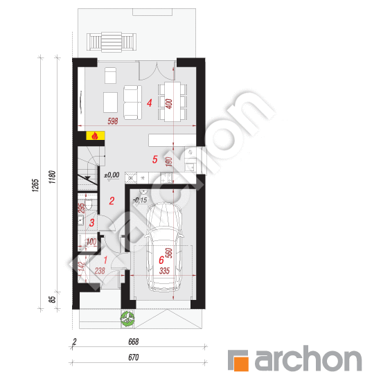 Проект дома ARCHON+ Дом под гинко 20 (ГБА) План першого поверху
