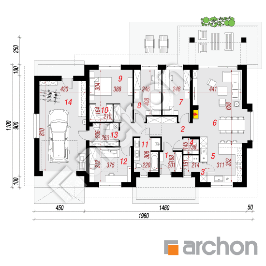 Проект будинку ARCHON+ Будинок під червоною горобиною 15 (Г) План першого поверху