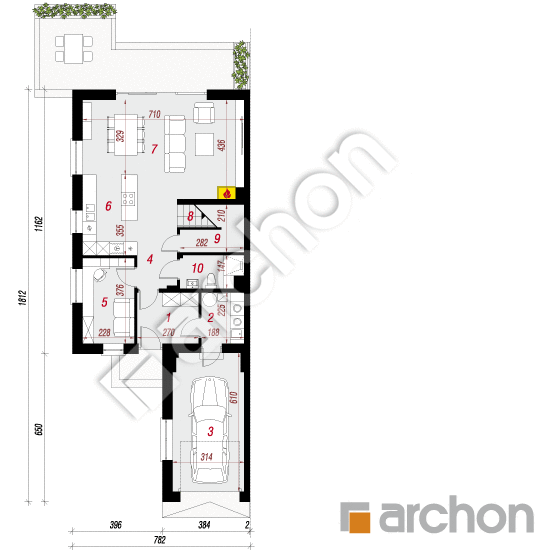 Проект дома ARCHON+ Дом в клематисах 6 (Б) вер.2 План першого поверху