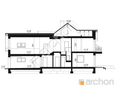 Проєкт будинку ARCHON+ Будинок в клематисах 6 (Б) вер. 2 Розріз будинку