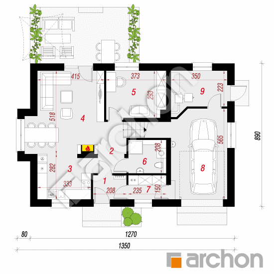 Проект будинку ARCHON+ Будинок в рододендронах 22 План першого поверху