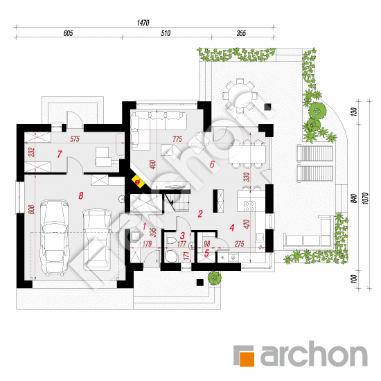 Проект будинку ARCHON+ Будинок в аурорах (Г2) План першого поверху