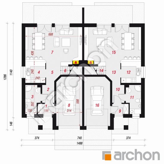 Проект дома ARCHON+ Дом в клематисах 12 вер. 2 План першого поверху