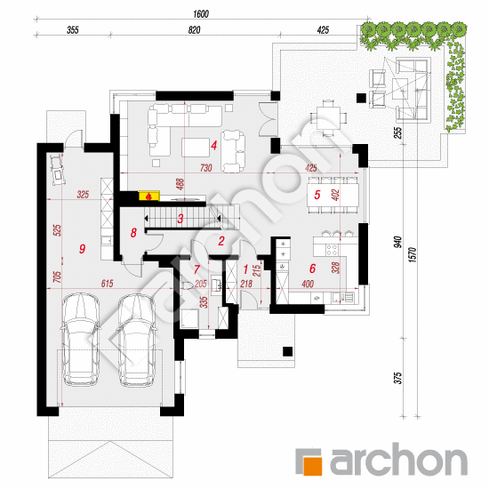 Проект будинку ARCHON+ Вілла Олівія 3 (Г2П) План першого поверху