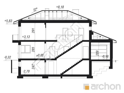 Проект дома ARCHON+ Вилла Оливия 3 (Г2П) Розріз будинку