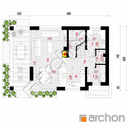 Проект дома ARCHON+ Дом в мотыльках План першого поверху