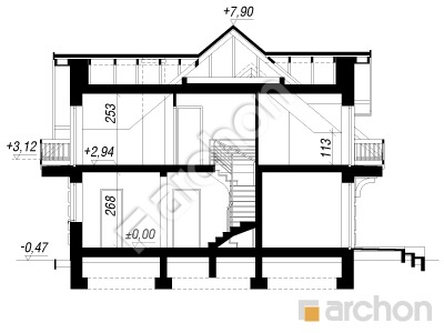 Проект дома ARCHON+ Дом в лобелиях 3 вер.2 Розріз будинку