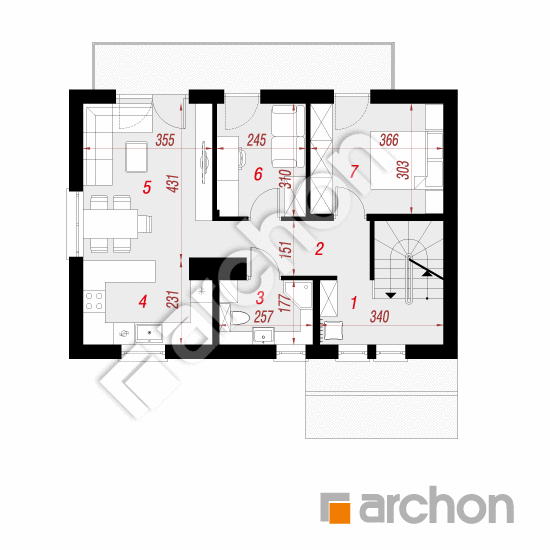 Проект будинку ARCHON+ Будинок в халезіях 5 (Р2) План першого поверху