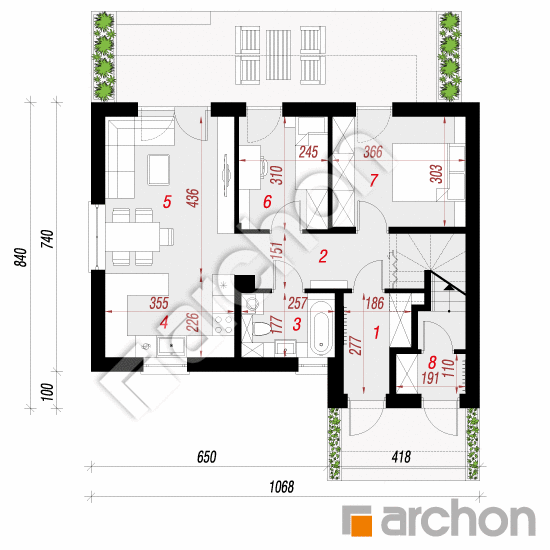 Проект дома ARCHON+ Дом в халезиях 5 (Р2) План першого поверху