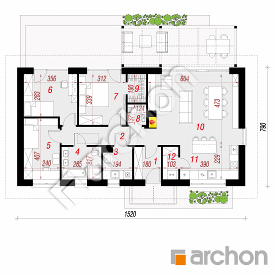 Проект будинку ARCHON+ Будинок у вівсянниці 2 План першого поверху