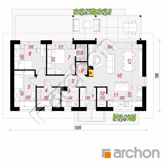 Проект дома ARCHON+ Дом в ирисе 2 План першого поверху