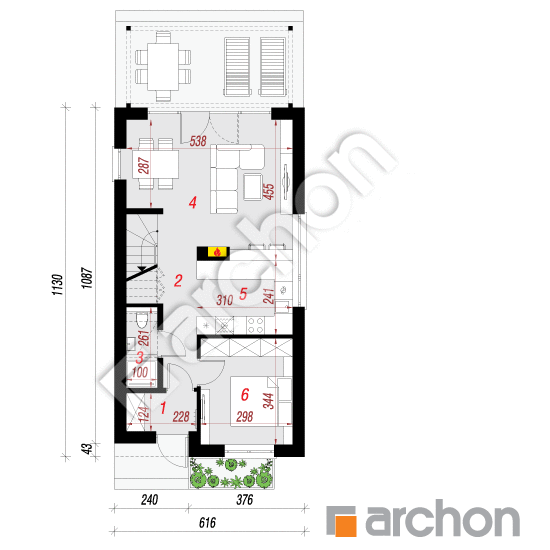 Проект дома ARCHON+ Дом в ривиях 11 План першого поверху