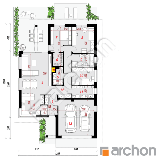Проект дома ARCHON+ Дом в ренклодах 18 (Г2) План першого поверху
