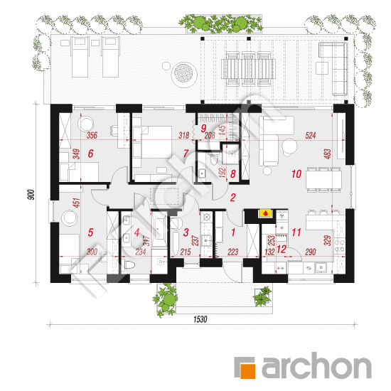 Проект дома ARCHON+ Дом в ирисе 7 План першого поверху
