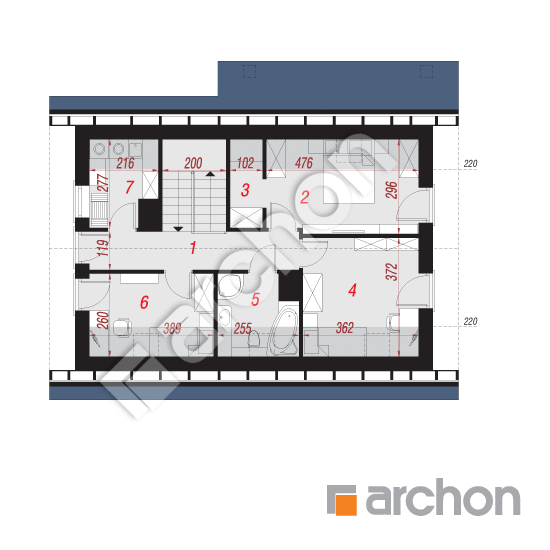 Проект дома ARCHON+ Дом в цитринках (В) План мансандри