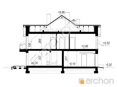 Проект дома ARCHON+ Дом под гинко 19 (ГР2А) Розріз будинку