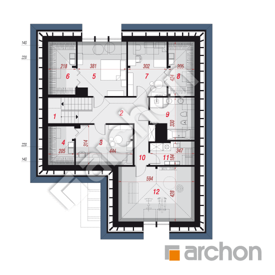 Проект дома ARCHON+ Дом в аметистах (Г2) План мансандри