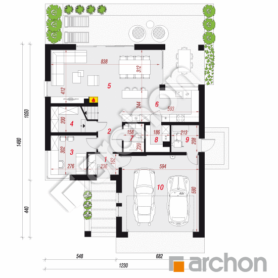 Проект будинку ARCHON+ Будинок в аметистах (Г2) План першого поверху