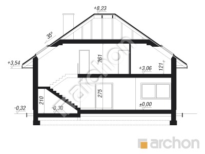 Проєкт будинку ARCHON+ Будинок в аметистах (Г2) Розріз будинку