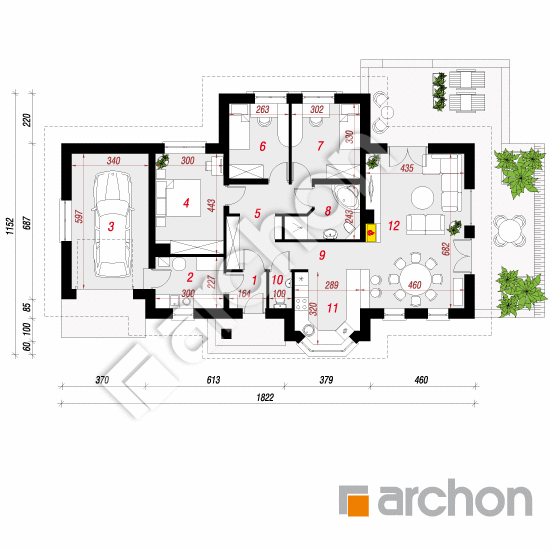 Проект дома ARCHON+ Дом в ятрышниках вер. 2 План першого поверху