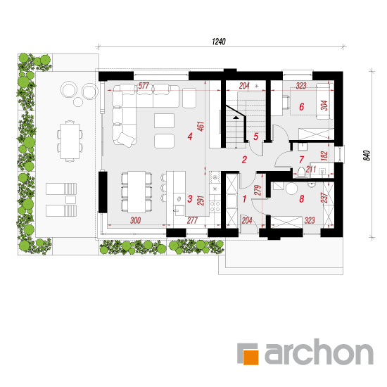 Проект будинку ARCHON+ Будинок в шишковиках 5 План першого поверху