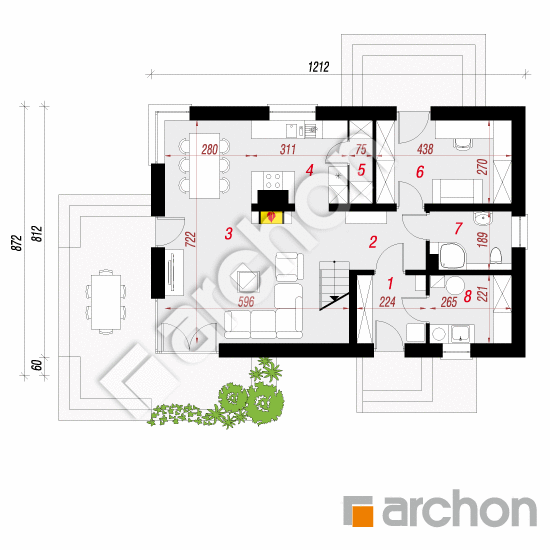 Проект дома ARCHON+ Дом в амариллисах 6 План першого поверху