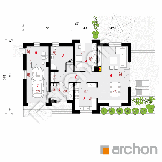 Проект дома ARCHON+ Дом в лобелиях 5 План першого поверху