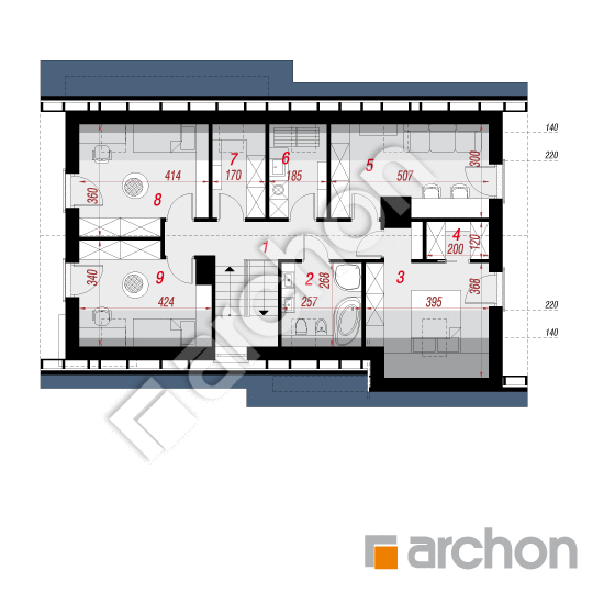 Проект дома ARCHON+ Дом в лосанах План мансандри