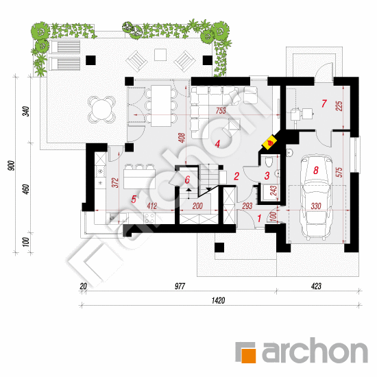 Проект дома ARCHON+ Дом в лосанах План першого поверху