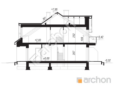 Проект дома ARCHON+ Дом в клематисах 3 вер.2 Розріз будинку