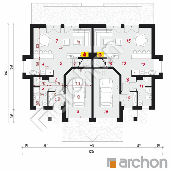 Проект дома ARCHON+ Дом в клематисах 9 вер. 2 План першого поверху