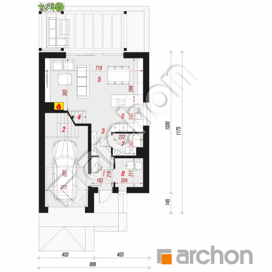 Проект будинку ARCHON+ Будинок в нарцисах (А) План першого поверху