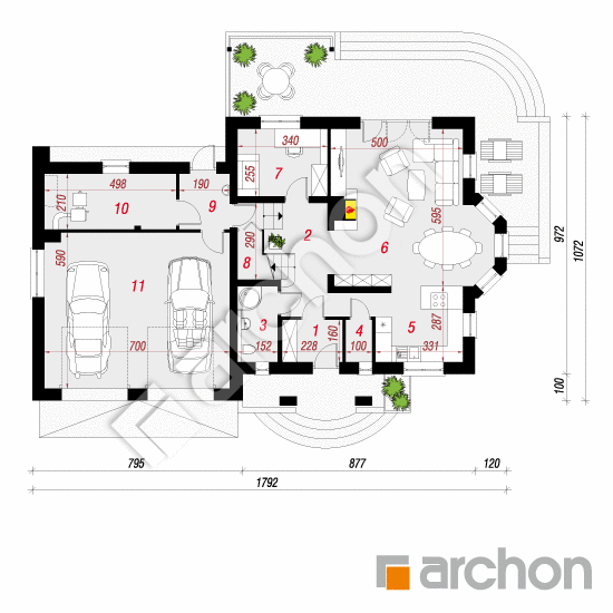 Проект будинку ARCHON+ Будинок в тамариску 9 (Г2) План першого поверху