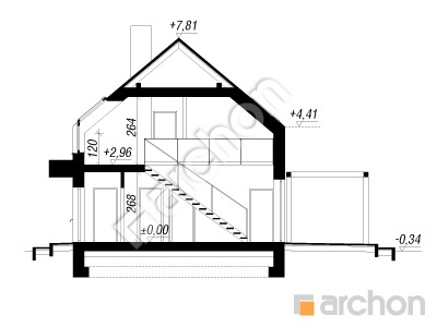 Проект дома ARCHON+ Дом в естрагоне Розріз будинку
