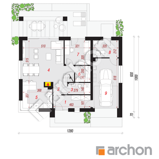 Проект дома ARCHON+ Дом в коммифорах План першого поверху