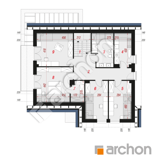 Проект будинку ARCHON+ Будинок в нефрісах 2 (Г2Е) ВДЕ План мансандри