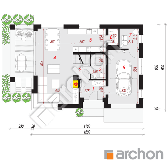 Проект будинку ARCHON+ Будинок в ізопірумі 8 План першого поверху