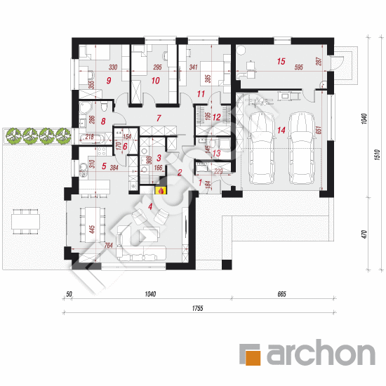 Проект будинку ARCHON+ Будинок в бузку 4 (Г2) План першого поверху