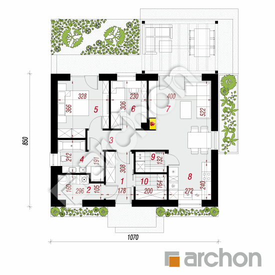 Проект будинку ARCHON+ Будинок в смородині 2 План першого поверху