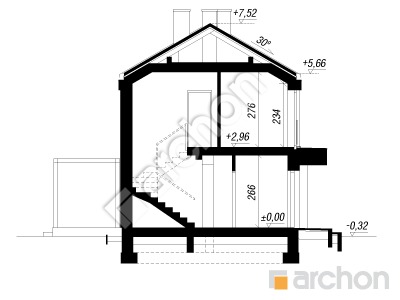 Проект дома ARCHON+ Дом в эверниях (Р2) вер.2 Розріз будинку