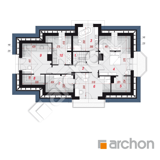 Проект дома ARCHON+ Дом в древнике (Г2) вер. 2 План мансандри