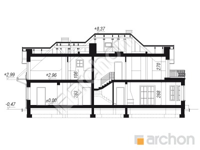 Проєкт будинку ARCHON+ Будинок в древнику (Г2) вер. 2 Розріз будинку