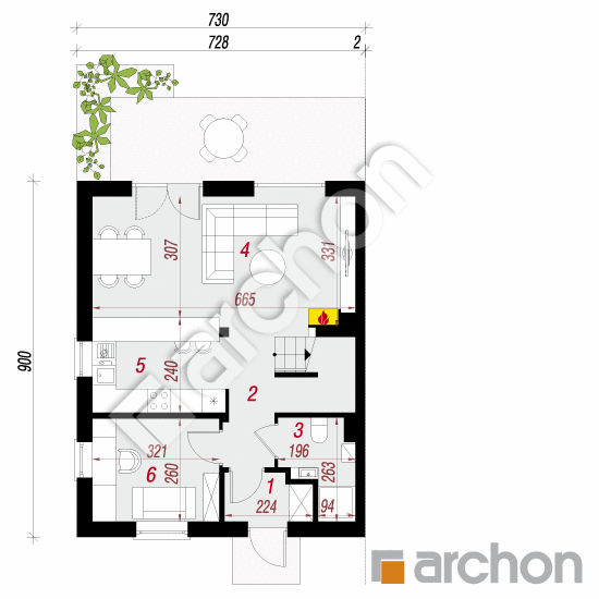 Проект дома ARCHON+ Дом в аркадиях (БТ) План першого поверху