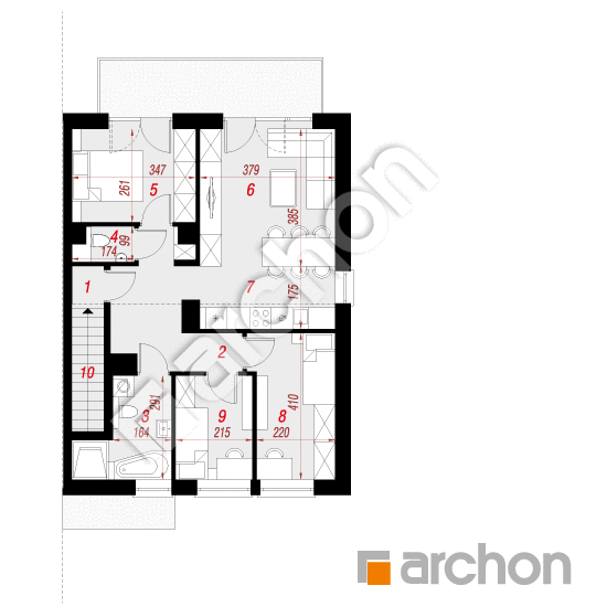 Проект дома ARCHON+ Дом в фиалках 9 (Р2Б) вер.3 План мансандри